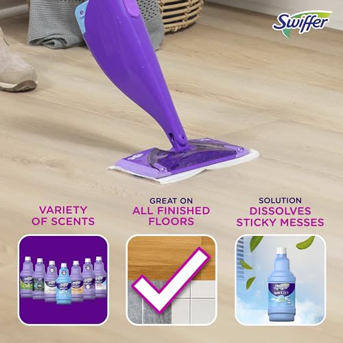 Swiffer WetJet Multi-Purpose Floor Cleaner Solution with Febreze Refill, Hardwood Floor Cleaner, Lavender Scent, 1.25 Liter -42.2 Fl Oz (Pack of 2)