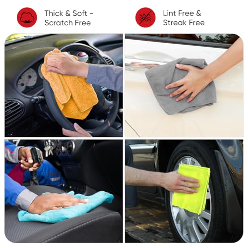AIDEA Microfiber Cleaning Cloth 24 Pack, Microfiber Towels for Cars, Soft & Absorbent Cleaning Rags, Premium Lint Free Shop Towels for House, Kitchen, Car, 12inx16in