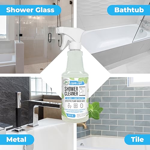 Mighty Mint Daily Shower Cleaner Spray – No Rinse, No Scrub Solution for Glass, Tile & Grout – Plant Based Formula with Peppermint Scent - 16 oz.
