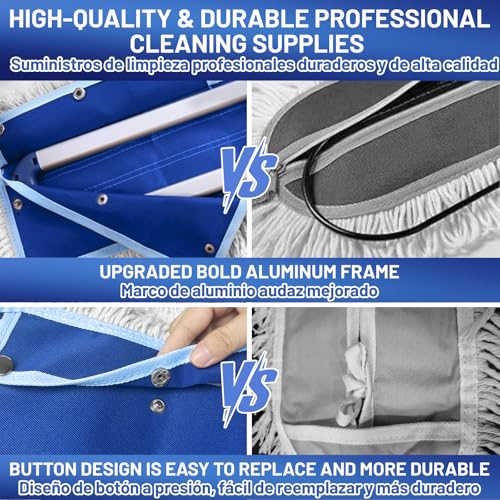 EHADOO 36" Commercial Dust Mop: Dry Dust Broom for Hardwood Floors Cleaning - 2 Mop Pads 59" Long Handle Heavy Duty Frame - Industrial Professional Cleaning Supplies for Hotel Warehouse School Janitor