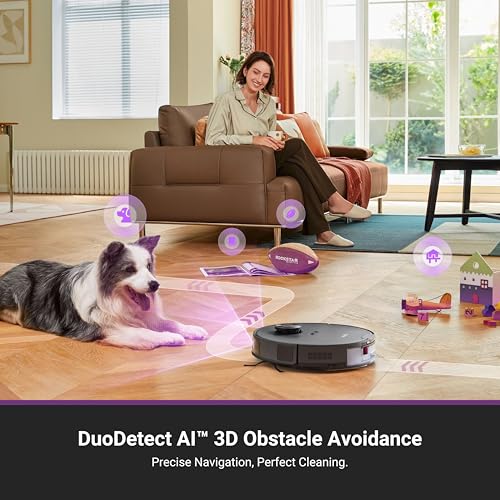 Eureka E20 Robot Vacuum with Bagless Self Emptying Station, Robotic Vacuum and Mop Combo, 45-Day Capacity, Upgraded 8000Pa Suction and Anti Hair-Tangling Brush, LiDAR Navigation, App Control