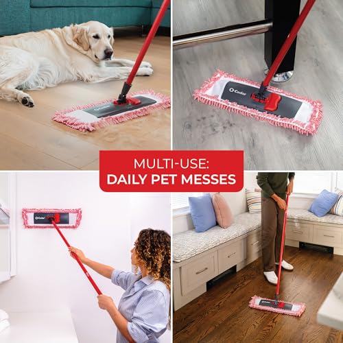 O-Cedar Pet Pro Microfiber Hair & Dust Mop | 3X Pet Hair Removal* | Electrostatic Dry Dust Mop for Dog & Cat Homes | Hardwood, Tile & Hard Floor Cleaning