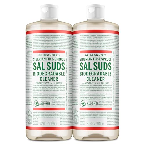 Dr. Bronner's Sal Suds Biodegradable Cleaner (32 Ounce, 2-Pack) – All-Purpose Mop Detergent for Floors, Kitchen & Bathroom, Multi-Surface Household Concentrate, Dish Degreaser & Laundry Use