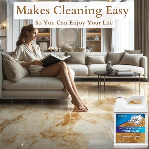 Black Diamond Stoneworks Natural Stone Cleaner - Limestone, Slate & Travertine Cleaner - Natural Stone Shower Cleaner for Marble - Concentrated PH Neutral Stone Floor Cleaner - 1-Gallon.