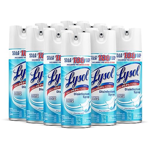 Lysol Disinfectant Spray, Sanitizing and Antibacterial Spray, For Disinfecting and Deodorizing, Crisp Linen, 12.5 Fl. Oz (Pack of 12)