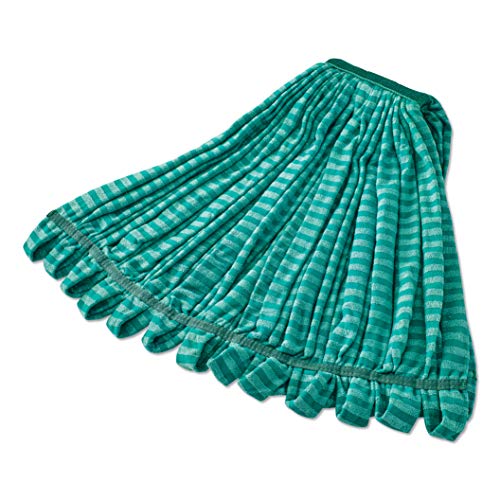 Rubbermaid Commercial Products Web Foot Microfiber Tube Mop Head Replacement Large Green Heavy Duty Industrial Wet Mop For Floor Cleaning Office/School/Stadium/Lobby/Restaurant