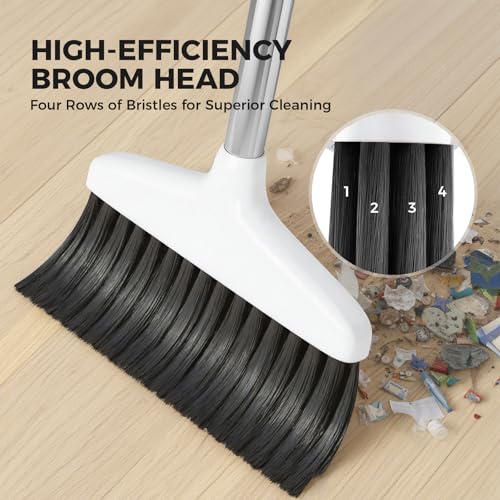 Handy Broom, Indoor/Outdoor Brooms, Duty Kitchen Broom, for Home Garage Kitchen Office Courtyard Lobby Patio Lawn Concrete White