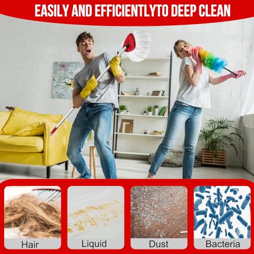 O-Cedar Spin Mop Head, Base, Handle Replacement for EasyWring 1 Tank System, 4 Microfiber Mop Refills, 1 Base and 30-58in Handle Set Combo, White