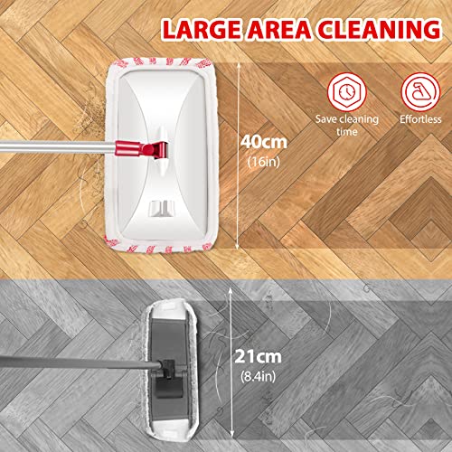 MASTERTOP Microfiber Mop, Extra Large Dust Mop with 5 Pads for Wet & Dry Use, 16'' Mops for Hardwood Laminate, Tile, Vinyl Floors,5 Microfiber Refills, 1 Cleaning Scraper
