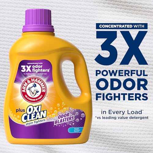 Arm and Hammer, Plus OxiClean Odor Blasters Fresh Burst, 77 Loads Liquid Laundry Detergent, 100.5 Fl Oz