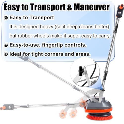 HHQ Commercial Floor Scrubber Machine, 13" Heavy Duty Orbital Floor Cleaner Buffer and Polisher- Deep Cleaning Hard Floors and Carpets with Ease, 3 Brushes & 3 Cleaning Pads, Orb-6