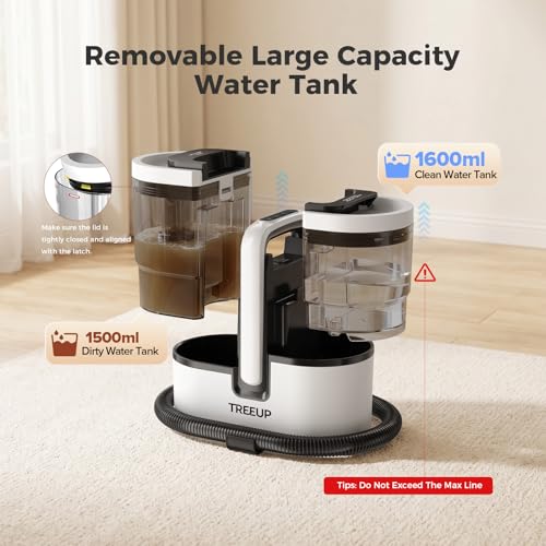 TREEUP Portable Carpet Cleaner Machine with Steam & Hot Water, 18Kpa Powerful Suction Upholstery Deep Cleaner, Handheld Carpet Spot Cleaner with 4 Tools Ideal for Rug, Pets, Car, Couch, Furniture