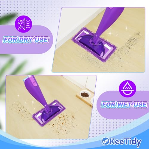 KeeTidy Wet Jet Pads Compatible with Swiffer Wetjet, Reusable Wet Jet Refill for Hardwood and Floor Spray Mop, Upgraded Fiber Mop Pads for Deep Cleaning (3 Pack)