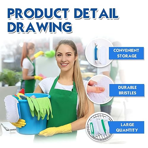 Lallisa 12 Pcs Scrub Brush for Cleaning with Handle Comfortable to Grip Heavy-Duty Flexible Stiff Bristles Scrubber Brushes Bulk for Shower Bathroom Carpet Kitchen Floor Tiles (Blue,Green)