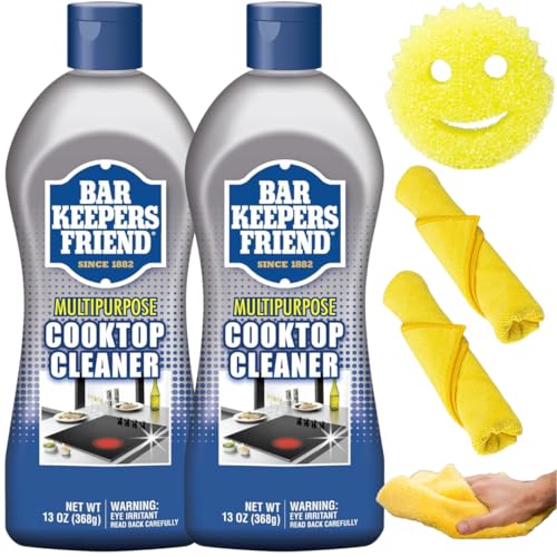 Bar Keepers Friend 2PACKBUNDLE Multi-Purpose Cooktop Cleaner, Fresh, 368 g + Multi-Purpose Scrub Cleaning Bundle.