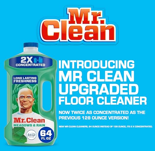Mr Clean Multi Purpose Meadows Rain Liquid Cleaner Professional Household Non-Toxic Hardwood Floor Cleaner, 64 Ounce, New & Improved 2X Concentrated Solution