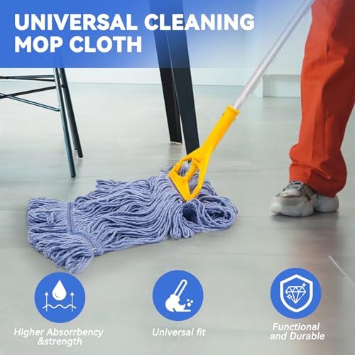 Commercial Heavy Duty Mop Heads Replacement for Rubbermaid: 3 Packs Industrial Wet Mop Head for Floor Cleaning - Commercial Products Looped End String Head Refills