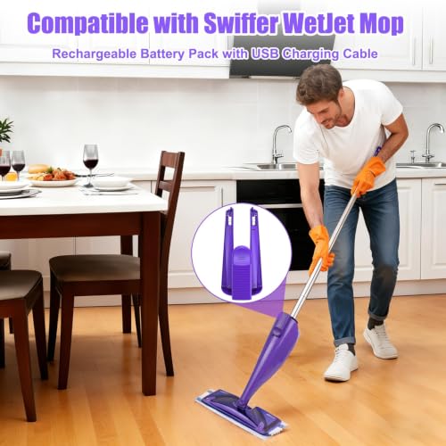 PTOOMLE Rechargeable Replacement for Swiffer Wet Jet Battery Pack, 2.5Ah High Power Battery with Charging Port (500 Cycles)