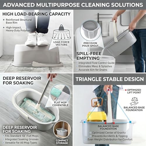 Haundry 4.5 Gallon Cleaning Bucket, Good Grips Household Mop Bucket for Cleaning Supplies, Cleaning Caddy Organizer Basket with Handle, 17.1L, Grey