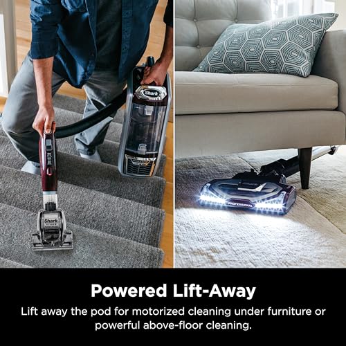 Shark NV752 Rotator Powered Lift-Away TruePet Upright Vacuum with HEPA Filter, Large Dust Cup Capacity, LED Headlights, Upholstery Tool, Perfect Pet Power Brush & Crevice Tool, Bordeaux
