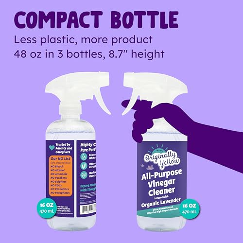 Originally Yellow Lavender distilled white vinegar for cleaning purpose Spray | Cleaning Vinegar For home | Living Room, Bathroom, & Kitchen | Plant-Derived All Purpose Cleaner Spray | 3 Pack