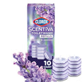 Clorox Scentiva ToiletWand Toilet Cleaner Refills, Lavender and Jasmine, Disposable Toilet Brush Scrubbing Pads, Eliminates Hard Water and Lime Stains 2X Faster than Using a Manual Brush, 10 Count