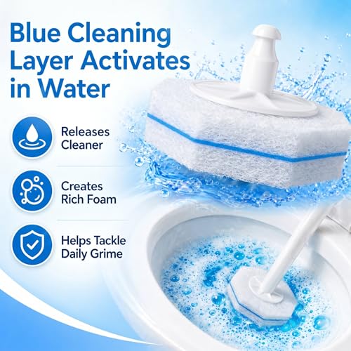 60 Count Wand Refills for Clorox Toilet Brush, Disposable Heads for Deep Cleaning, Instant Foam