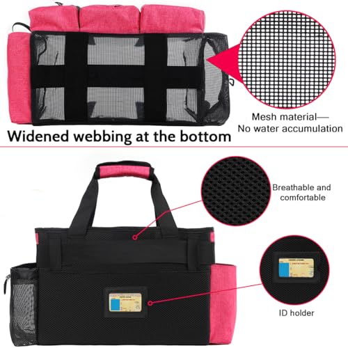 Timoxi Large Cleaning Caddy Bag Built-in Sturdy Support Board, Cleaning Organizer with Detachable Divider, Cleaning Supply Tote with Adjustable Shoulder Strap&Waist Belt for Cleaners & Housekeeper