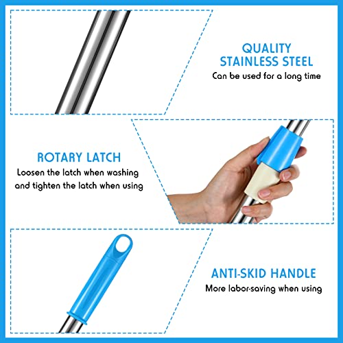 Spin Mop Replacement Handle 360 Degree Spin Mop Pole Handle Replacement Rotating Telescopic Stick for Head Replace Spinning Household Cleaning Accessories for Home(Cute Blue)