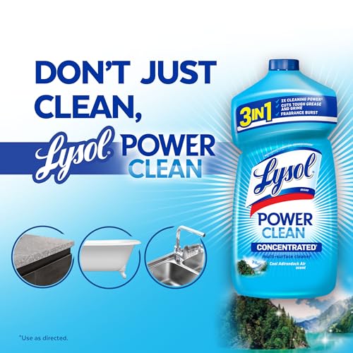 Lysol Power Clean Multi-Surface Cleaner, 2x Concentrated Pour, Cool Adirondack scent, 28 Fl Oz