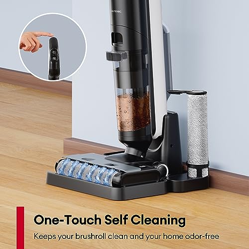 Ultenic Wet Dry Vacuum Cleaner,Cordless Vacuum Mop Combo with Self-Cleaning,Smart Mess Detection,50mins Runtime,3-in-1 Vacuum Mop for Hard Floors,Edge Cleaning,LED Display,Black,AC1 Elite