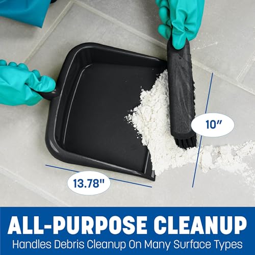 SPARTA Large Handheld Dustpan with Hanging Hole, Heavy-Duty Plastic Dustpan with Wide Lip for Countertops and Surfaces, Plastic, 10 Inches, Tan