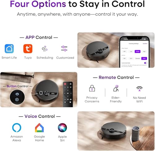 MONSGA Robot Vacuum and Mop Combo, 7000Pa Robotic Vacuum with Lidar Navigation, 180mins Runtime, Tangle-Free Robot Mop, 5 Editable Maps, APP/Remote/Voice Control, Ideal for Hard Floors and Carpets