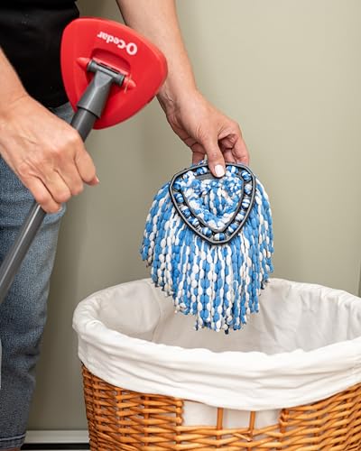 O-Cedar RinseClean Spin Mop & Bucket System + 2 Extra Mop Heads | Clean with Water | Removes 99% of Bacteria