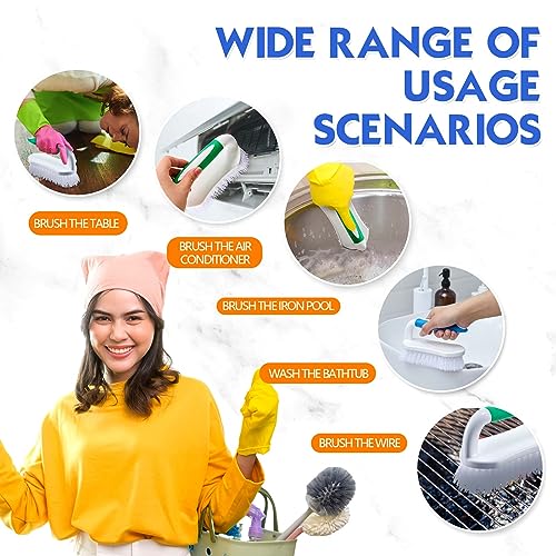 Lallisa 12 Pcs Scrub Brush for Cleaning with Handle Comfortable to Grip Heavy-Duty Flexible Stiff Bristles Scrubber Brushes Bulk for Shower Bathroom Carpet Kitchen Floor Tiles (Blue,Green)