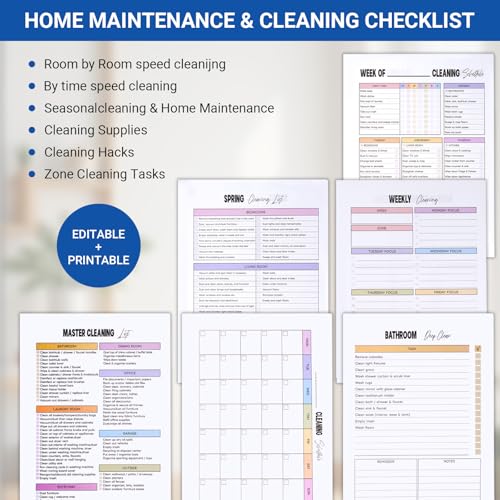 Home Cleaning Planner for Adults Women, Waterproof Cover Household Cleaning Checklist Notebook, Daily Weekly Monthly Cleaning Schedule and Cleaning Lists, Home Chore Organizer for Busy Adults & Family Cleaning Management
