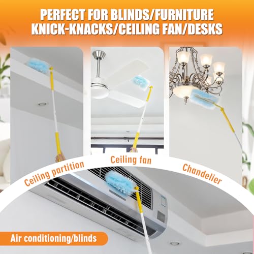 Swilsweep 80 Count Duster Refills with 1 Short Handle & 3 ft Extendable Handle, Compatible with Swiffer Duster, 180° Disposable Microfiber Cleaning Dusters, Unscented