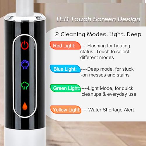 Steam Mops for Floor Cleaning, Floor Steamer with 2 Steam Modes & Smart Touch Control, for Carpet, Wooden, Marble, Tile, Hardwood