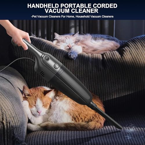 Cotiro Corded Stick Vacuum Cleaner, Lightweight High Power Handheld Vac with Crevice Tool for Home, Apartment, Carpet, Pet Hair & Hardwood Floors, Black
