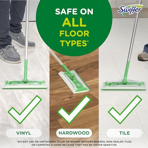 Swiffer Sweep + Mop, Wet Pads Refill, Floor Cleaner for Dirt, Dust, Hair, Cleaning Cloths for Mopping Home, Bathroom, Kitchen, All Purpose Multi-Surface Floor Wipes, Fresh, 24ct