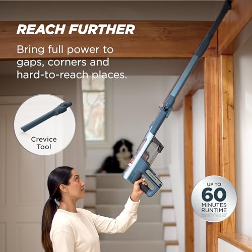 Shark PowerDetect Speed Clean & Empty | Cordless Stick Vacuum Cleaner with Auto-Empty | Lightweight & Rechargeable Handheld Vacuum | Carpet, Hard Floors & Pet Hair | 60-Min Runtime | Ice Blue | IA3241