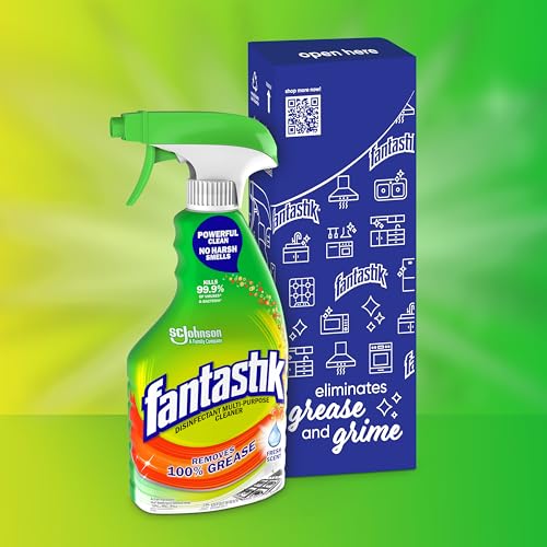 Fantastik All Purpose Cleaner, Multipurpose Surface Cleaner & Kitchen Grease Removal, Packaging Designed to Prevent Leakage and Breakage, Fresh Scent, 32 Fl Oz