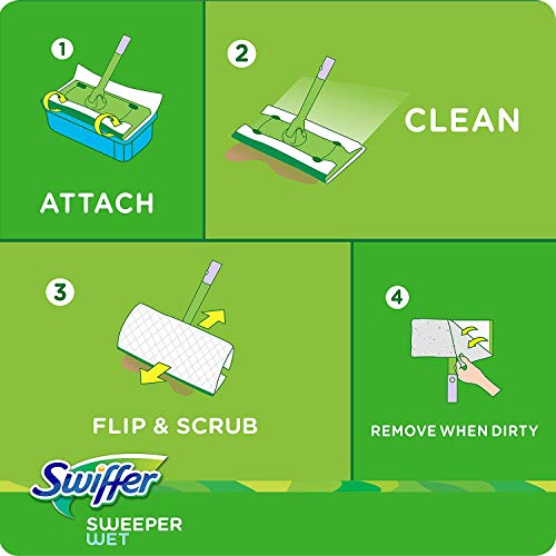 Swiffer Sweeper Wet Cloth Refill, White 64 Count