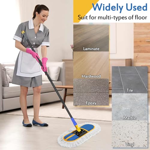 SOBONNE Dust Mop for Floor Cleaning with Washable Cotton Mop Pads