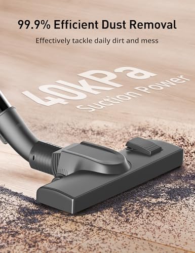 Aspiron Canister Vacuum, 1600W/40Kpa Canister Bagged Vacuum,4QT Dust Bag, H13 HEPA Filter, 5 Tools, Pet-Friendly,Variable Power Control,for Carpets, Hardwood Floors, Stairs, Pet Hair, Household,Car