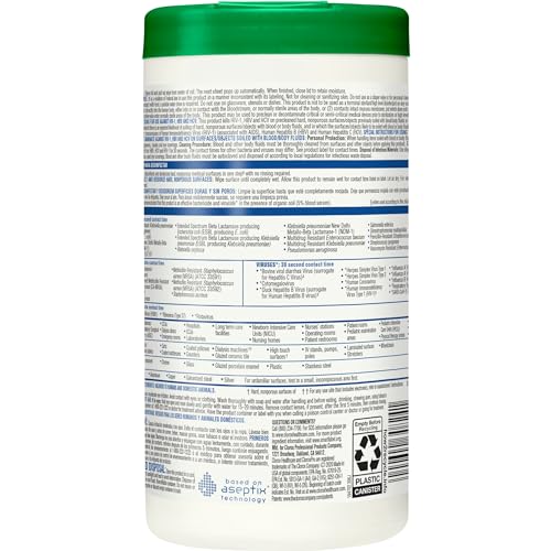 Clorox Healthcare Hydrogen Peroxide Cleaner Disinfectant Wipes, 6.75" x 9", 95 Count, Pack of 6 (Package May Vary)
