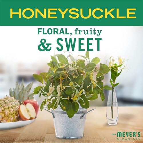 Mrs. MEYER'S Clean Day Honeysuckle Scent Variety, 1 Room Freshener 8 OZ, 1 Liquid Dish Soap 16 OZ, 1 Liquid Hand Soap 12.5 OZ, 1 Multi-surface Cleaner 16 OZ, Honeysuckle, 1 CT