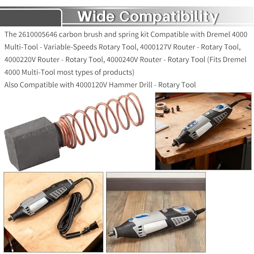 2610005646 Brush and Spring Set Compatible with Dremel 4000 Motor Brush (10 Pack)