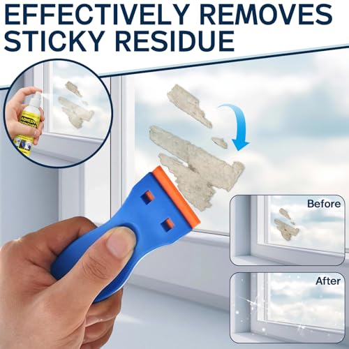 Nexkayee Adhesive Remover Spray, Multipurpose Formula with Scraper, Quickly Removes Stickers, Decals, Tape Residue, Grease and Tar, Safe for Cars, Glass, Plastic and Wood Surfaces, 120ml