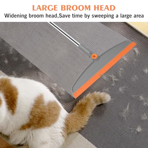 Multifunction Silicone Broom, 54 Inch Long Handle Silicone Floor Squeegee Broom, Sweep and Scrape 2 in 1 Household Cleaning Rubber Broom for Floor, Bathrooms, Kitchens, Showers, Tile, Pet Hair, Glass